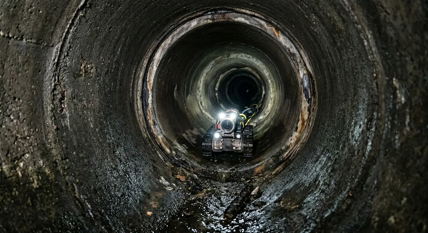 Robotic sewer camera inspecting pipe interior for Sewer Line Cleaning in Easttown